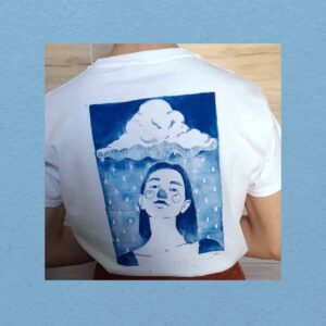 T-shirt linogravure : La pluie