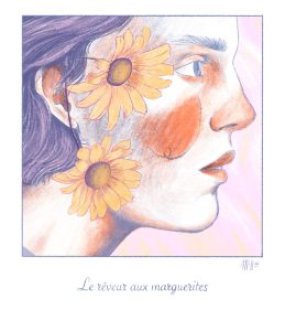 le rêveur aux marguerites illustration fine art Illustratrice professionnelle Toulon - muraliste